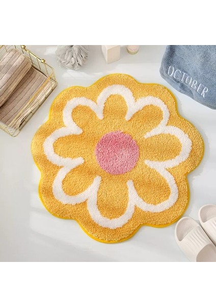B 60X60 cm Çiçek Şekli Kaymaz Banyo Paspas Banyo Taklit Kaşmir Emici Yumuşak Halı Çabuk Kuruyan Ped Çocuk Odası Halı (Yurt Dışından)