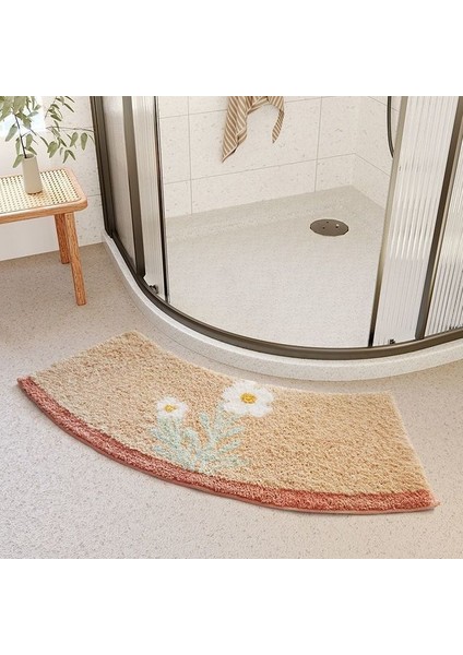 Tasarım 3 42X100CM Banyo Kaymaz Mat Tuvalet Kavisli Yelpaze Şeklinde Emici Zemin Mat Duş Banyo Odası Anti-Düşme Ayak Mat Sektör Zemin Halı Ev (Yurt Dışından)