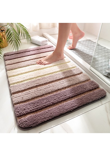 Azure 40X60CM Basit Çizgili Mikrofiber Banyo Paspası Emici ve Çabuk Kuruyan Ayak Mat Süper Yumuşak Akın Banyo Halısı Tpr Kaymaz Giriş Paspası (Yurt Dışından) fiyatları
