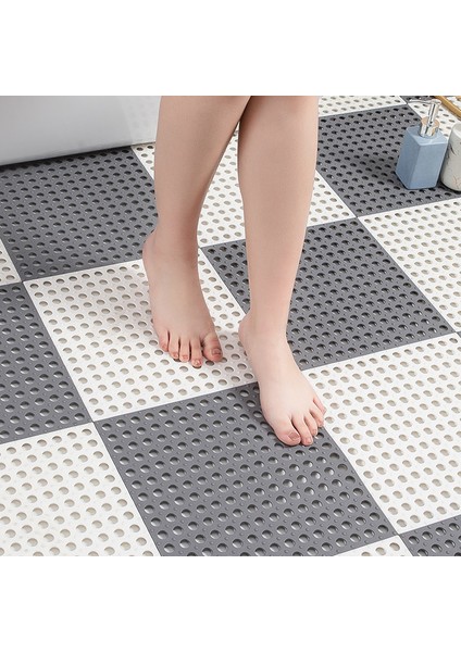 Gri 6 Adet Banyo Kaymaz Mat Ekleme Ayak Mat Ev Tuvalet Duş Odası Banyo Zemin Mat Yeni Su Geçirmez Mat Dikiş Ayak Pedi (Yurt Dışından)