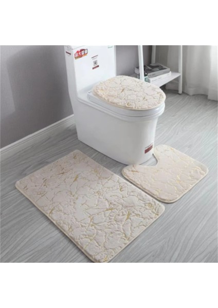 3P1001WHITE Ev Tuvalet Paspasları Oturma Odası Banyo Seti Altın Baskı Kaymaz Halılar Yatak Odası Baskı Halı Duş Mat Banyo Paspasları Banyo (Yurt Dışından) indirimleri