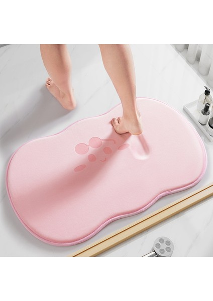 Pembe Gülümseme 60X90 cm Kalınlaşmış Banyo Paspas Halı Su Emici Kaymaz Bellek Köpük Banyo Paspas Halı Küvet Halıları Duş Odası Paspas Ayak Pedi (Yurt Dışından)