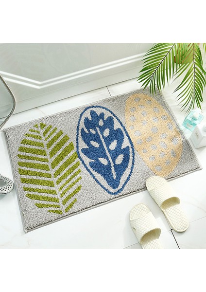 B 50X80CM Yeşil Yapraklar Akın Banyo Paspas Kaymaz Emici Mikrofiber Banyo Halısı Ev Giriş Kapı Mat Süper Yumuşak Banyo Halısı Tapijt (Yurt Dışından)