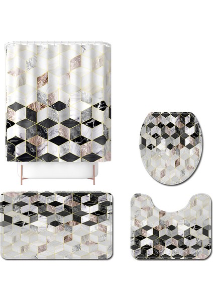 Banyo Mat-93 Mermer Desenli Duş Perdesi Banyo Paspas Seti Mikrofiber Tuvalet Halı Banyo Zemin Mat Yıkanabilir Klozet Kapağı Mat (Yurt Dışından) fiyatları