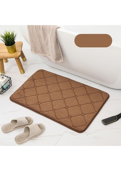 Kahve Kare 60X90CM Yumuşak Ribaund Banyo Banyo Paspas Seti Çok Boyutlu Küvet Lavabo Tuvalet Halıları Oturma Odası Yatak Odası Mutfak Alanı Halıları Büyük Boy (Yurt Dışından)