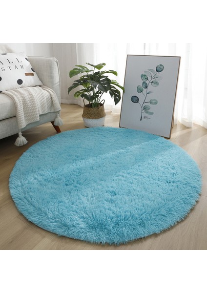 Mavi 40 cm Kaymaz Kabarık Halı Modern Ev Dekor Peluş Büyük Shaggy Halı Paspaslar Kanepe Oturma Yatak Odası Başucu Mat Balkon Halıları (Yurt Dışından)