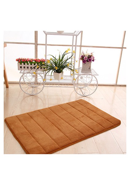 Bej 40 cm x 60 cm Sj Su Emme Halı Banyo Paspas Shaggy Bellek Köpük Banyo Paspas Seti Mutfak Kapı Kat Mat Halı Tuvalet Kaymaz (Yurt Dışından)