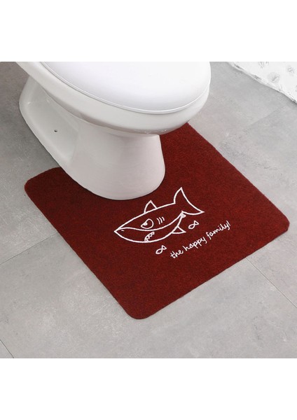 Kırmızı 50X50 cm Kaymaz U Şekilli Tuvalet Halıları Ayak Pedi 50*50 cm Banyo Banyo Paspas Yıkanabilir Tuvalet Halı Wc Mat Duş Odası Zemin Halı Mat 1 Adet (Yurt Dışından)