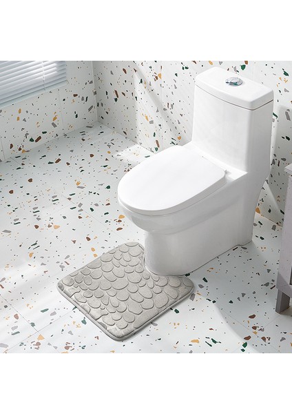 Gri 45CMX45CM Içbükey Tuvalet Zemin Mat Banyo Halı Kapı Mat Banyo Kaymaz Mat Banyo Ayak Mat Emici Kaymaz Paspaslar (Yurt Dışından)