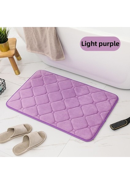 Açık Mor 45X75 cm Bellek Köpük Banyo Paspas Süper Su Emme Makinesi Yıkanabilir Banyo Halısı, Yumuşak, Emici Hızlı Kuru Banyo Paspas Yer Halıları (Yurt Dışından)