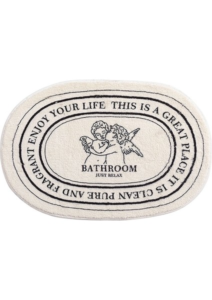 FYR04 40X60 cm Banyo Paspas Kaymaz Ins Tarzı Iskandinav Halı Paspas Oval Şekilli Halı Emici Halılar Giriş Paspasları Oturma Odası Banyo Paspas (Yurt Dışından)
