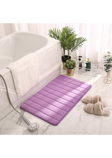 Mor 70X140 cm Tuvalet Zemin Mat Yumuşak Polar Mat Çizgili Kaymaz Banyo Paspas Oturma Odası Mikrofiber Halı Ev Küvet Kanepe Alfombra Banyo Alanı Halı (Yurt Dışından)