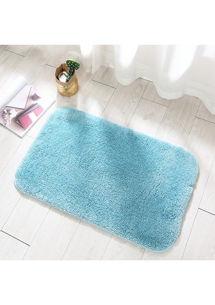 Mavi 50X80 cm Shaggy Kalın Banyo Paspas Düz Renk Banyo Halıları Tuvalet Paspas Zemin Halıları Küvet Lavabo Yanında Mikrofiber Duş Odası Pedi (Yurt Dışından)