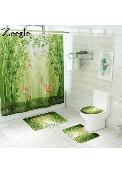 Duş PERDESI-666 Resim Olarak Göster Traditiona Stil Banyo Paspas ve Duş Perdesi Seti Kaymaz U-Şekilli Tuvalet Halısı Banyo Paspas Su Geçirmez Duş Perdesi (Yurt Dışından) fırsatları