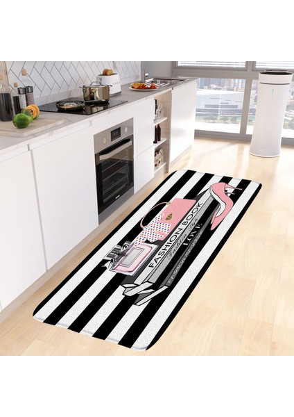 11AH 40X60CM ve 40X120CM Parfüm Mutfak Zemin Mat Seti Yüksek Topuk Pembe Çiçekler Kelebek Siyah Beyaz Çizgili Uzun Halı Ev Dekorasyonu Kaymaz Halı Banyo Paspasları (Yurt Dışından) modelleri