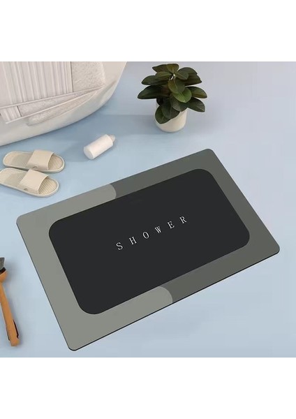 Grey4 40X60 cm Ev Banyo Paspas Süper Emici Kaymaz Diatom Çamur Banyo Halısı Çabuk Kuruyan Banyo Halısı Mutfak Giriş Kapı Mat (Yurt Dışından)