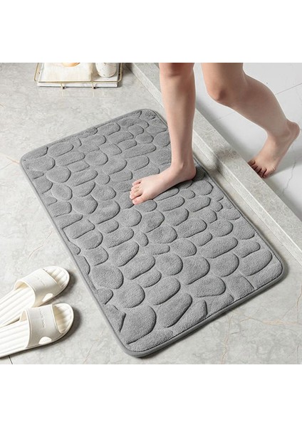 Gri Banyo Paspas 40X60 cm Kaymaz Banyo Paspas Su Emici Banyo Halıları Bellek Köpük Banyo Halısı Yumuşak Zemin Mat Küvet Yan Halı Giriş Paspas (Yurt Dışından)