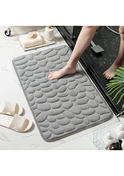 Gri Banyo Paspas 40X60 cm Kaymaz Banyo Paspas Su Emici Banyo Halıları Bellek Köpük Banyo Halısı Yumuşak Zemin Mat Küvet Yan Halı Giriş Paspas (Yurt Dışından) modelleri