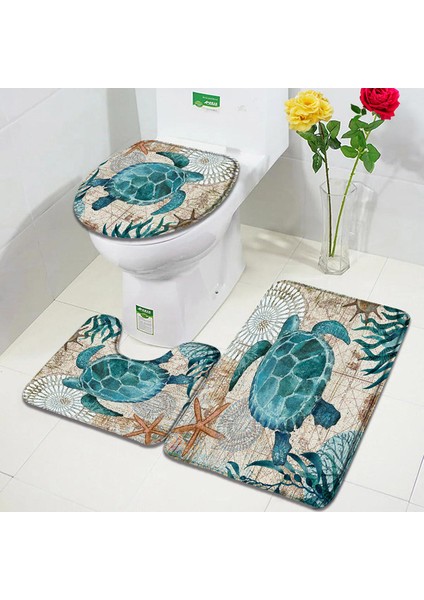 2936W-3PCS Set 40X60CM-15.7X23.6IN Çiçek Parfüm Banyo Paspasları Setleri Kelebek Pembe Çiçek Siyah Beyaz Çizgili Baskı Kapı Kilim Banyo Dekor Kaymaz Tuvalet Kapağı Mat (Yurt Dışından)