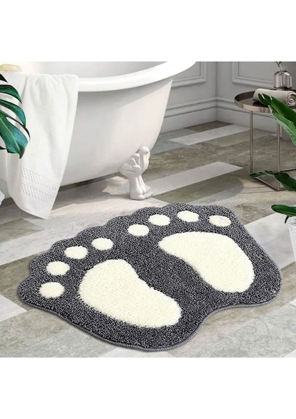 Mavi 40X60 cm Yumuşak Emici Akın Banyo Paspas Kaymaz Shaggy Banyo Halısı Moda Sevimli Ayak Izleri Şekli Küvet Yan Ayak Pedi Ev Dekor (Yurt Dışından) modelleri