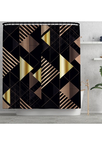 Duş PERDESI-876 Gösterildiği Gibi Ekose Baskılı Banyo Halı Kilimler Banyo Paspas ve Su Geçirmez Duş Perdesi Seti Hafızalı Köpük Klozet Kapak Mat Ayak Paspasları (Yurt Dışından) indirimleri
