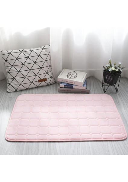 Pembe 50X80CM Güçlü Su Emme Pedi Mercan Polar Halı Banyo Paspas Kaymaz Küvet Yan Kilim Hafızalı Köpük Halı Duş Odası Paspas (Yurt Dışından)