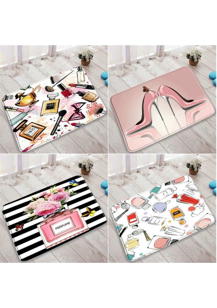 DD-221CY 40X60CM-15.7X23.6IN Kız Ruj Kozmetik Parfüm Banyo Kaymaz Banyo Paspas Pembe Yüksek Topuklu Halı Paspas Oturma Odası Halı Güzellik Salonu Halı Dekor (Yurt Dışından) fiyatları