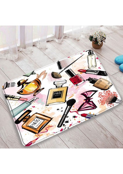 DD-221CY 40X60CM-15.7X23.6IN Kız Ruj Kozmetik Parfüm Banyo Kaymaz Banyo Paspas Pembe Yüksek Topuklu Halı Paspas Oturma Odası Halı Güzellik Salonu Halı Dekor (Yurt Dışından) fırsatları