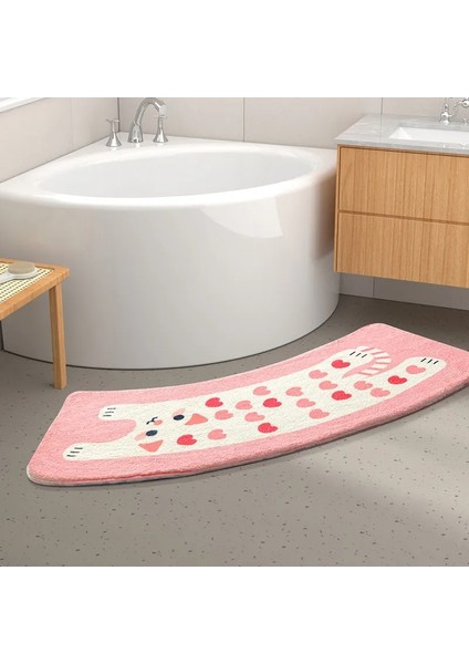 Renk 1 Yaklaşık 55X120 cm Sevimli Karikatür Baskı Desen Banyo Kaymaz Ayak Pedleri Sektör Şekli Uzun Peluş Tuvalet Odası Emici Zemin Mat Ev Dekorasyon (Yurt Dışından) indirimleri