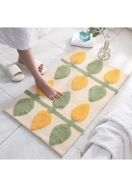 03 45X65CM Honlaker Yeşil Yapraklar Akın Banyo Paspas Kaymaz Emici Mikrofiber Banyo Halısı Ev Giriş Kapı Mat Süper Yumuşak Banyo Halısı (Yurt Dışından)
