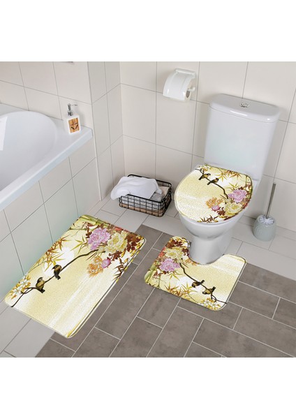 145C-3 Adet Paspaslar 450MMX750MM Sakura Çiçek Koi Banyo Paspas Seti Bitki Yaprakları Kaymaz Banyo Halıları ve Mat Halılar Tuvalet Kapağı Kapağı Banyo Aksesuarları Setleri (Yurt Dışından)