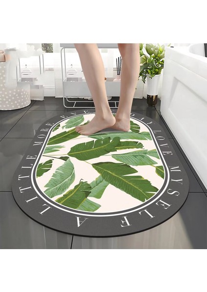 OQ49YD 60X90CM Banyo Paspası Yapraklar Çiçek Baskılı Kaymaz Süper Emici Çabuk Kuruyan Banyo Halısı Zemin Halısı Kolay Temizlenebilir Ev Alfombra Baño (Yurt Dışından)