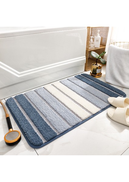 Kelebek Mavi 50X80CM Basit Çizgili Mikrofiber Banyo Paspası Emici ve Çabuk Kuruyan Ayak Mat Süper Yumuşak Akın Banyo Halısı Tpr Kaymaz Giriş Paspası (Yurt Dışından) indirimleri