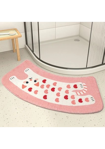 Renk 5 Yaklaşık 40X80 cm Sevimli Karikatür Baskı Desen Banyo Kaymaz Ayak Pedleri Sektör Şekli Uzun Peluş Tuvalet Odası Emici Zemin Mat Ev Dekorasyon (Yurt Dışından)