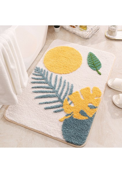 Siye-4 40X60CM Inyahome Yapraklar Banyo Halıları Kaymaz Yumuşak Mikrofiber Banyo Paspası Ekstra Yumuşak Su Emici Makinede Yıkanabilir Duş Zemin Halısı (Yurt Dışından) fiyatları