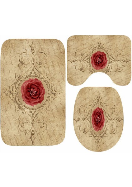 Q 50X80CM 3 Adet Eski Püskü Pembe Victoria Güller Çiçek Banyo Paspası Banyo Için Zarif Çiçekler Tuvalet Paspası Seti Modern Kaymaz Çiçek Duş Halısı Halı (Yurt Dışından) fırsatları
