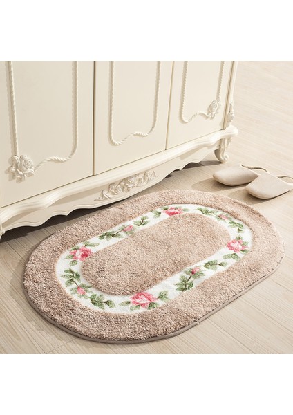 Tuoyuan Pembe Yaklaşık 60X90 cm Yumuşak Su Emme Zemin Mat Kaymaz Banyo Kapısı Mat Oval Şekil Banyo Paspas 40*60/50*80/45*120 cm Ev Dekor Zemin Halı Halı (Yurt Dışından)