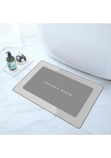 E-Açık Gri 40X60 cm Süper Emici Banyo Halısı Kaymaz Banyo Paspas Anında Kuruyan Banyo Paspas Zemin Halı Ev Duş Geçirmez Kaymaz Banyo Paspasları (Yurt Dışından)