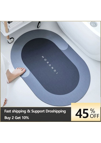 E-Açık Gri 40X60 cm Süper Emici Banyo Halısı Kaymaz Banyo Paspas Anında Kuruyan Banyo Paspas Zemin Halı Ev Duş Geçirmez Kaymaz Banyo Paspasları (Yurt Dışından) fiyatları