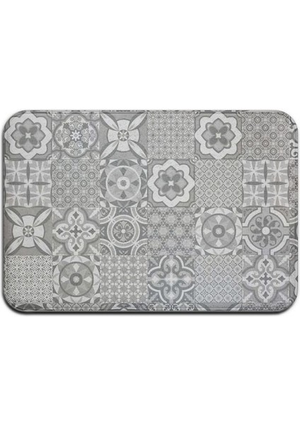 BJW-4060-211021(75) 500MMX800MM Gri Bohem Mandala Çiçek Halı Polyester Halı Kaymaz Zemin Mat Paspas Yatak Odası Mutfak Kapı Banyo Dekorasyonu Için (Yurt Dışından)