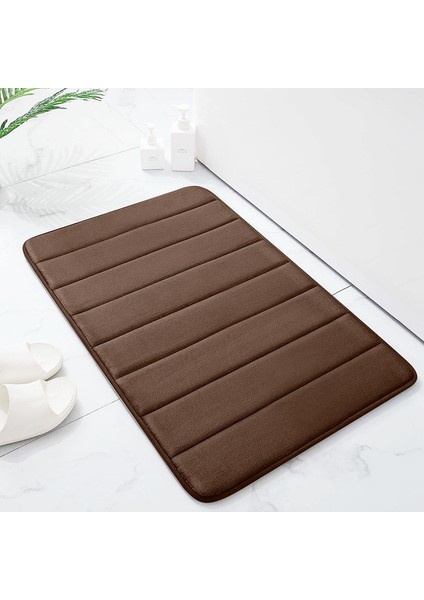 Kahverengi 400 mm x 600 mm Ev Banyo Paspas Mercan Polar Banyo Halı Su Emme Kaymaz Bellek Köpük Emici Yıkanabilir Halı Tuvalet Zemin Mat (Yurt Dışından)