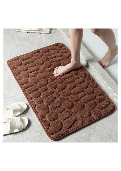 Kahve 40X60 Ev Banyo Paspas Kaymaz Çakıl Halı Emici Lavabo Yatak Odası Zemin Tuvalet Bellek Köpük Yıkanabilir Halı Banyo Dekor Mat. (Yurt Dışından)