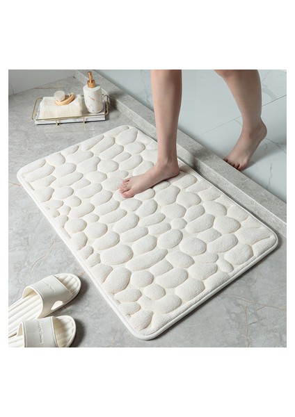Kahve 40X60 Ev Banyo Paspas Kaymaz Çakıl Halı Emici Lavabo Yatak Odası Zemin Tuvalet Bellek Köpük Yıkanabilir Halı Banyo Dekor Mat. (Yurt Dışından)