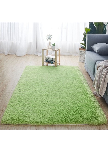 Açık Yeşil Yaklaşık 60X160 cm Yumuşak Peluş Banyo Halı Yatak Odası Başucu Ayak Mat Düz Renk Su Emme Halı Kalınlaşmak Kaymaz Banyo Paspas Zemin Halı (Yurt Dışından)