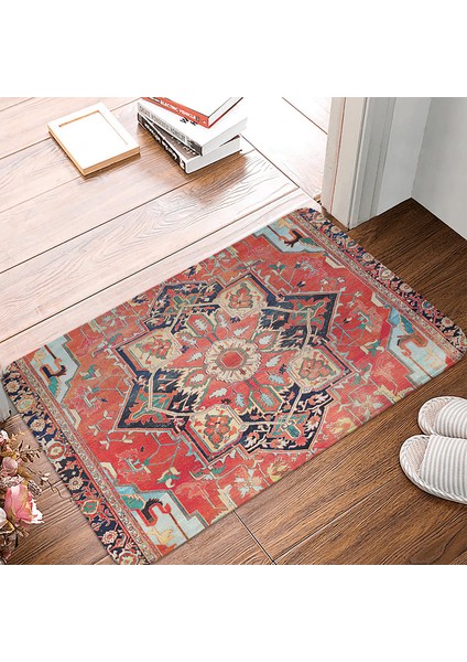 220315-DD1-1(367) 400 mm x 600 mm Bohem Tarzı Mandala Desen Baskılı Flanel Zemin Mat Banyo Dekor Halı Oturma Odası Mutfak Için Kaymaz Hoşgeldiniz Paspas (Yurt Dışından)