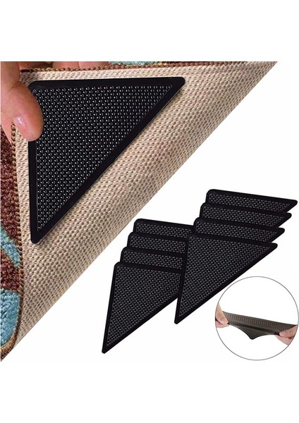 105X105MM 5 Stil Üçgen Yıkanabilir Yeniden Kullanılabilir Halı Tutucu Anti-Skid Kauçuk Mat Kaymaz Yama Bandı Fayans Zeminler Halılar Köşeler Ped 8 Adet (Yurt Dışından) fiyatları