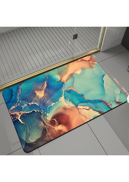 05 60X90 cm Banyo Paspas Mermer Desen Emici Hızlı Kuruyan Banyo Halısı Kaymaz Giriş Kapısı Mat Nappa Cilt Banyo Zemin Mat Mutfak Mat (Yurt Dışından)