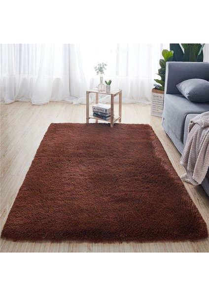 Kahve Yaklaşık 80X200 cm Yumuşak Peluş Banyo Halı Yatak Odası Başucu Ayak Mat Düz Renk Su Emme Halı Kalınlaşmak Kaymaz Banyo Paspas Zemin Halı (Yurt Dışından)