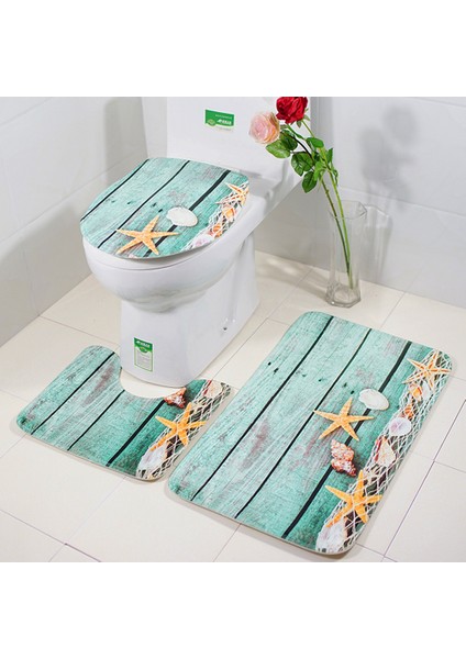 T 45 mm x 75 mm 3 Parça Set Mermer Zemin Mat Paspas Banyo Halı Su Geçirmez Banyo Halıları Klozet Kapağı Kat Mat Banyo Dekor (Yurt Dışından) fiyatları