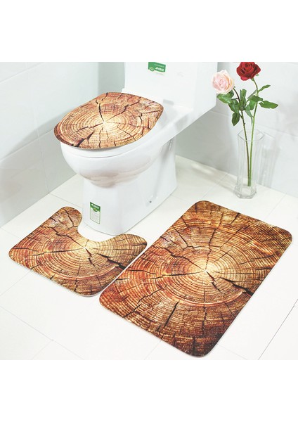 T 45 mm x 75 mm 3 Parça Set Mermer Zemin Mat Paspas Banyo Halı Su Geçirmez Banyo Halıları Klozet Kapağı Kat Mat Banyo Dekor (Yurt Dışından) modelleri